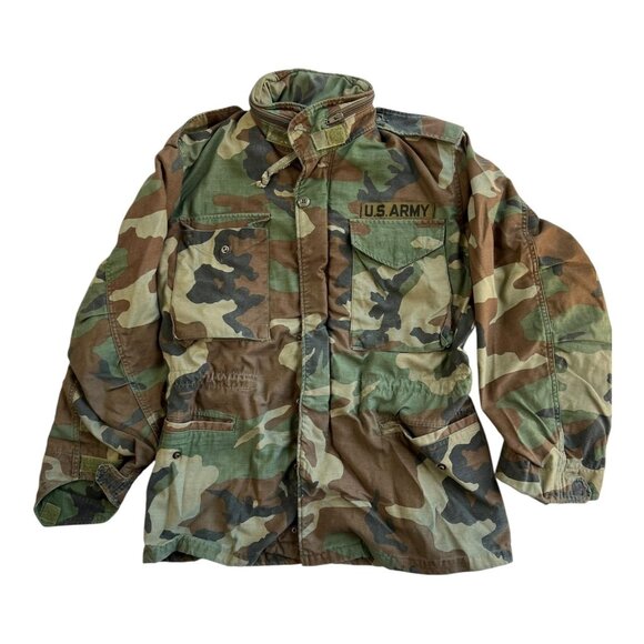 Alpha Industries Other - Vintage US Army Jacket Mens Small M65 Woodland Camo Cold Weather Military 90s